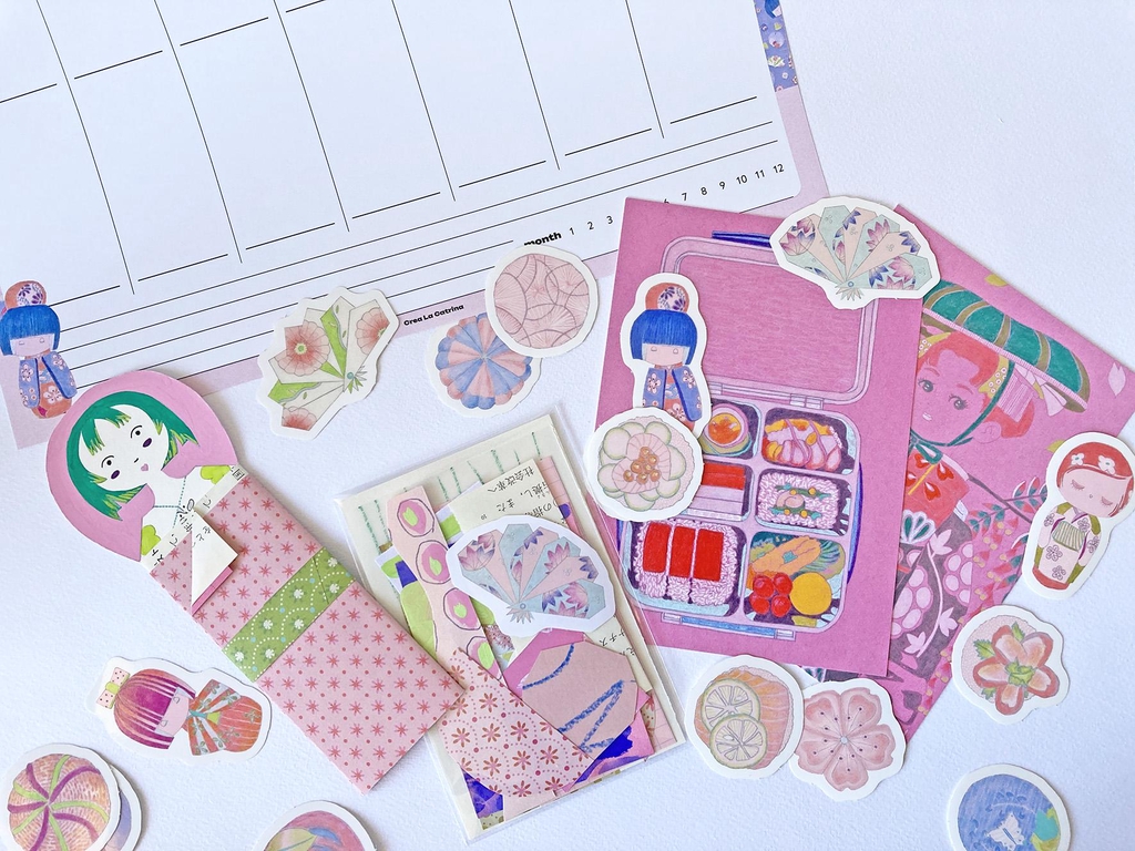 Création papeterie japon, stickers, print, washi tape, pattern design, petits objets de décoration et papeterie digitale