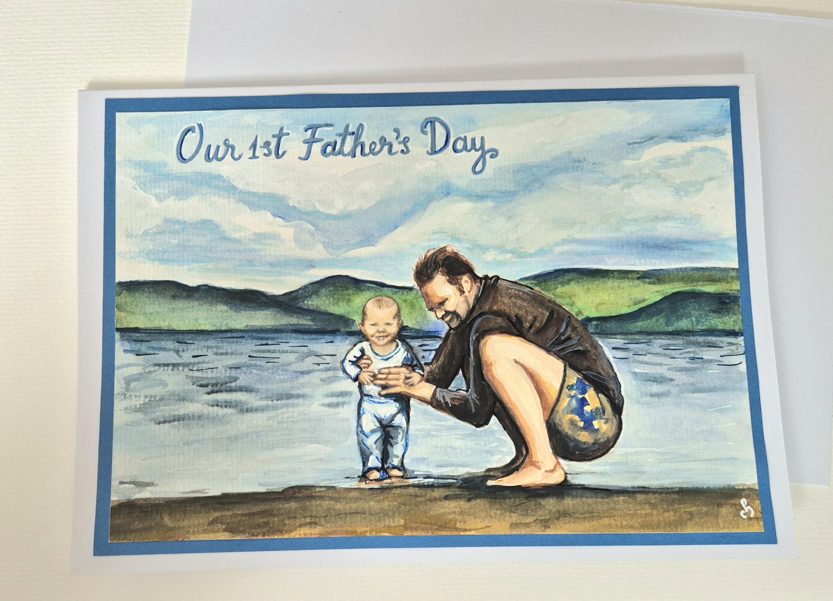 Father's day card personalised portrait