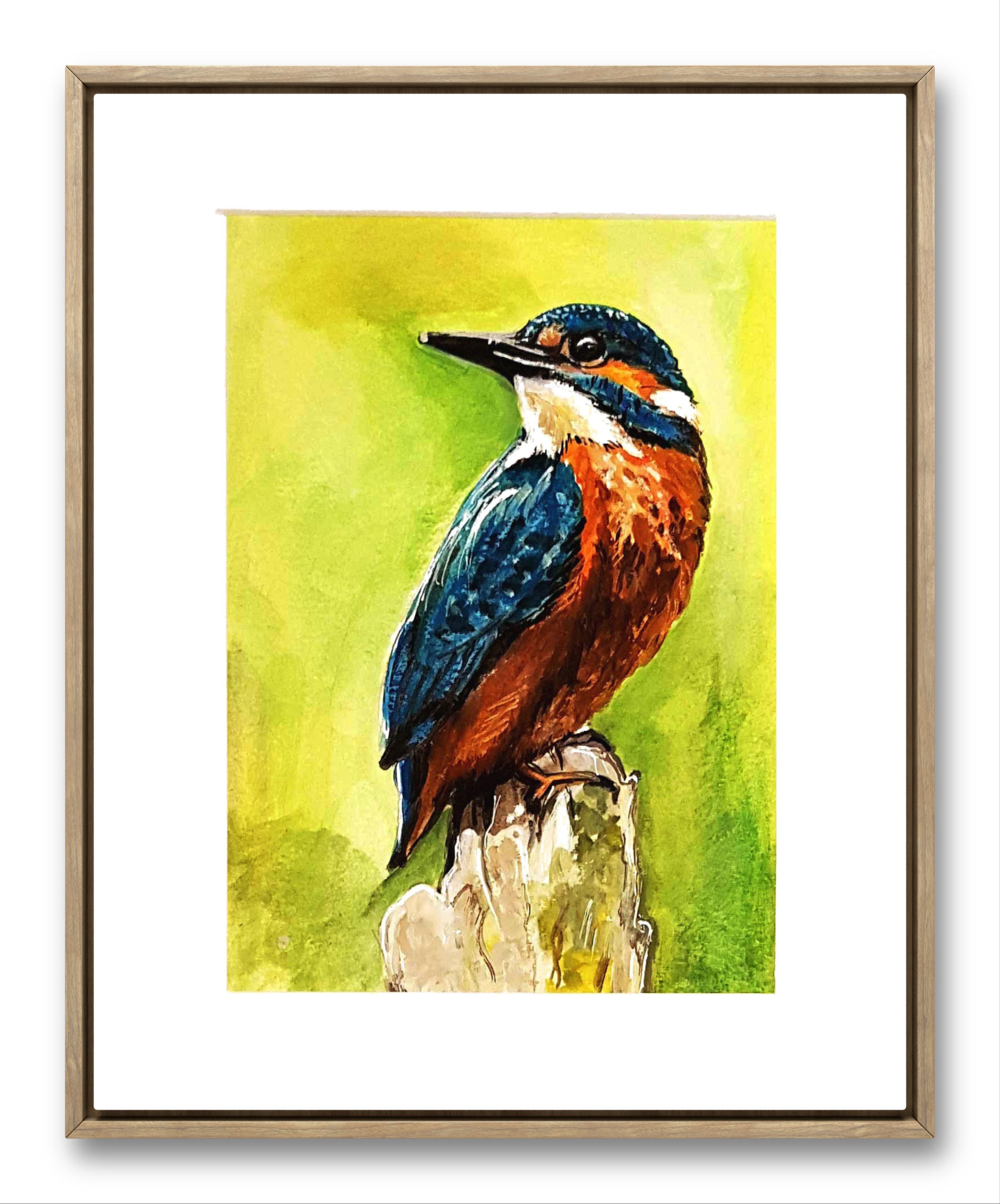 Original blue tit watercolour painting