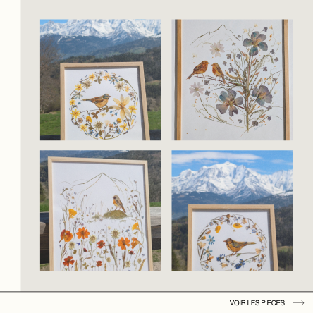 Idée cadeau pour une femme qui aime les oiseaux, tableaux d’oiseaux en fleurs séchées Herbier Art faits main avec fleurs pressées naturelles, cadeau artisanal poétique et décoration nature pour la maison