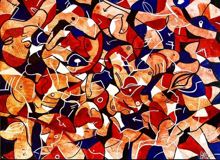 Corporalités en déclinaisons rouges noires et bleues