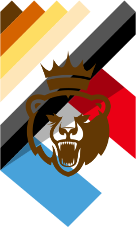 Bear head with a crown on top of a luxembourgish and bear flag