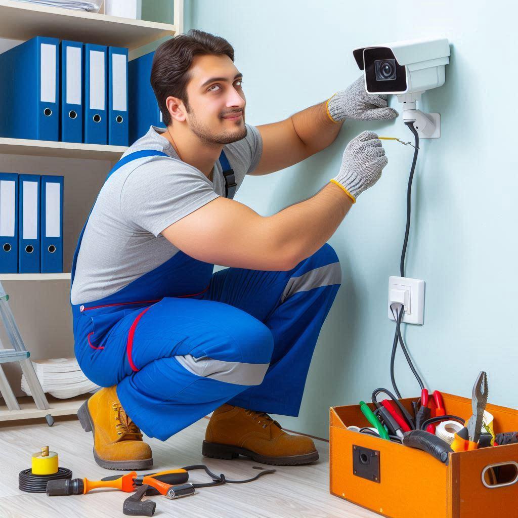 Installation Engineer Installing CCTV