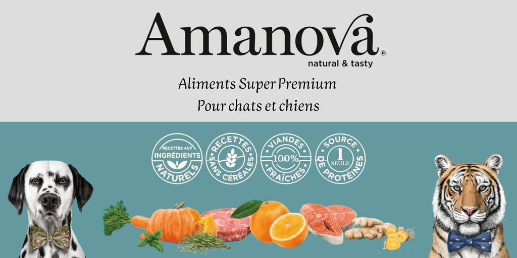 Amanova nourriture chiens et chats premium (croquettes, pâtées)