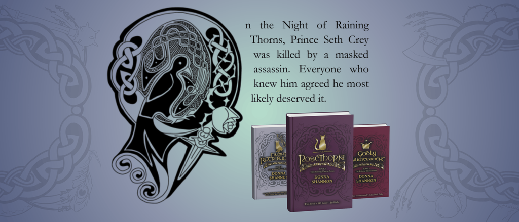 A collage of artwork relating to the Raining Thorns Series by Donna Shannon