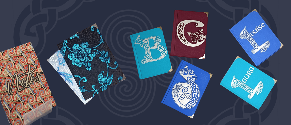 A collage of images of handmade notebooks from DS Books