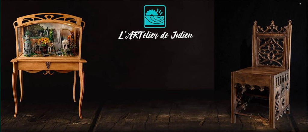 
Plongez dans l'univers geek et de la science-fiction avec l'ébénisterie sur mesure de l'Artelier de Julien. Spécialisé dans les meubles artisanaux inspirés d'Harry Potter, du Seigneur des Anneaux, de Buffy contre les vampires, et de Yoda, notre atelier propose des pièces uniques alliant design fantastique et savoir-faire exceptionnel. Découvrez nos vitrines LEGO Rivendell sur mesure, meubles TV, vitrines pour figurines de collection, meubles elfiques et créations inspirées de la science-fiction. Chaque réalisation est personnalisée pour transformer votre espace en un lieu magique. Faites confiance à l'Artelier de Julien pour des meubles sur mesure d'exception, alliant qualité, originalité, et inspiration