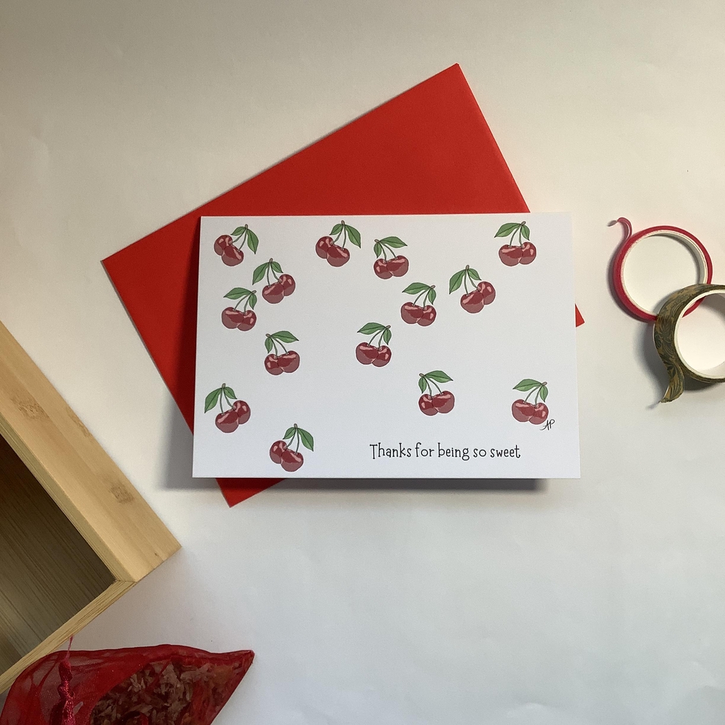 Thank you for a sweet attitude or action, with summer cherries for a friend