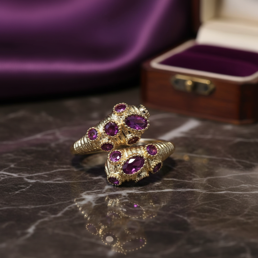 anello bronzo placcato oro con cristalli premium colorati