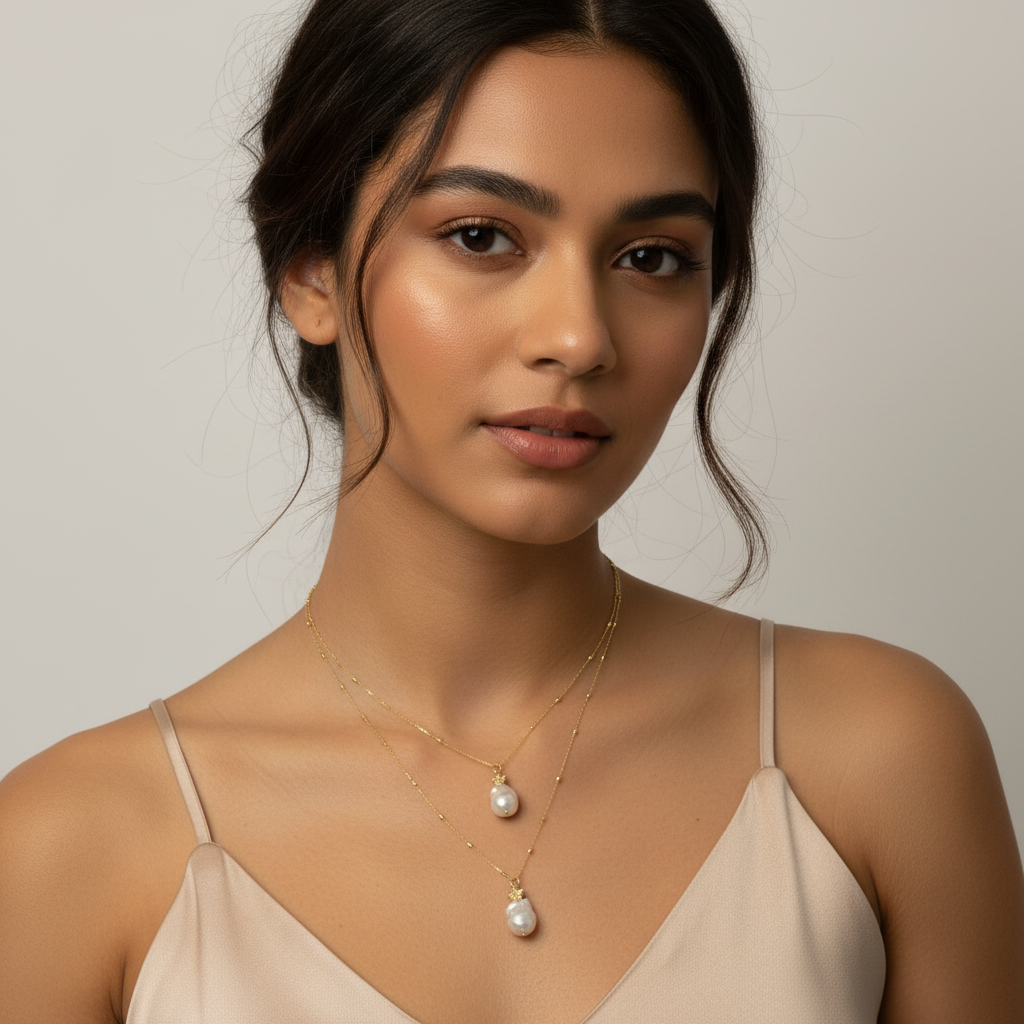 collane in argento 925 placcato oro 24k perle e pietre semipreziose