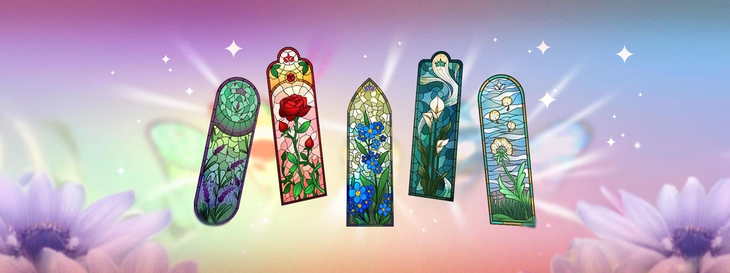 Marque-pages Armaflora – Design vitrail fleuri pour illuminer vos lectures