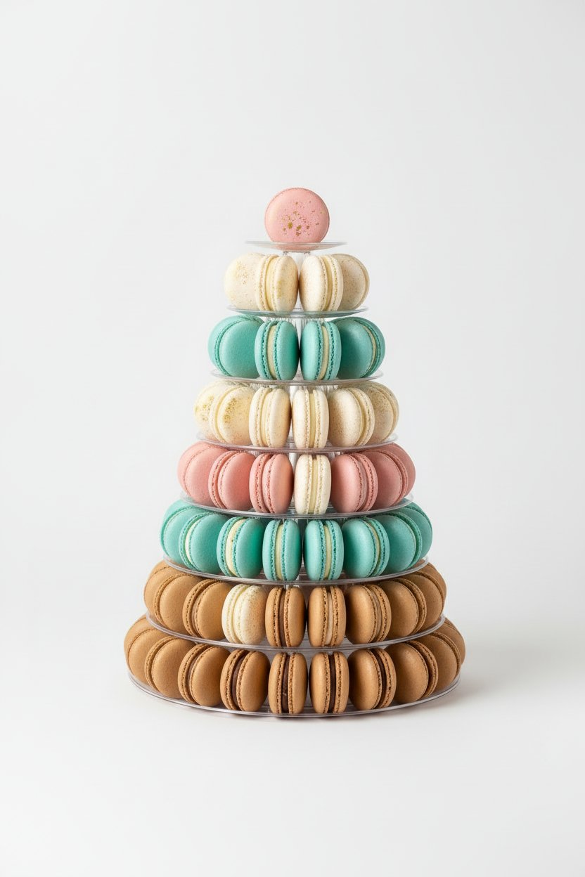 Elegant handcrafted macaron towers for life's special celebrations.