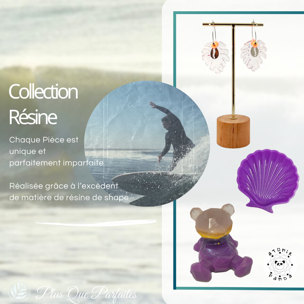 Création de bijoux éco-responsables en résine revalorisée du shaper Atomik Panda, La menounière - Oléron -



Des bijoux Funs, légers et waterproof.