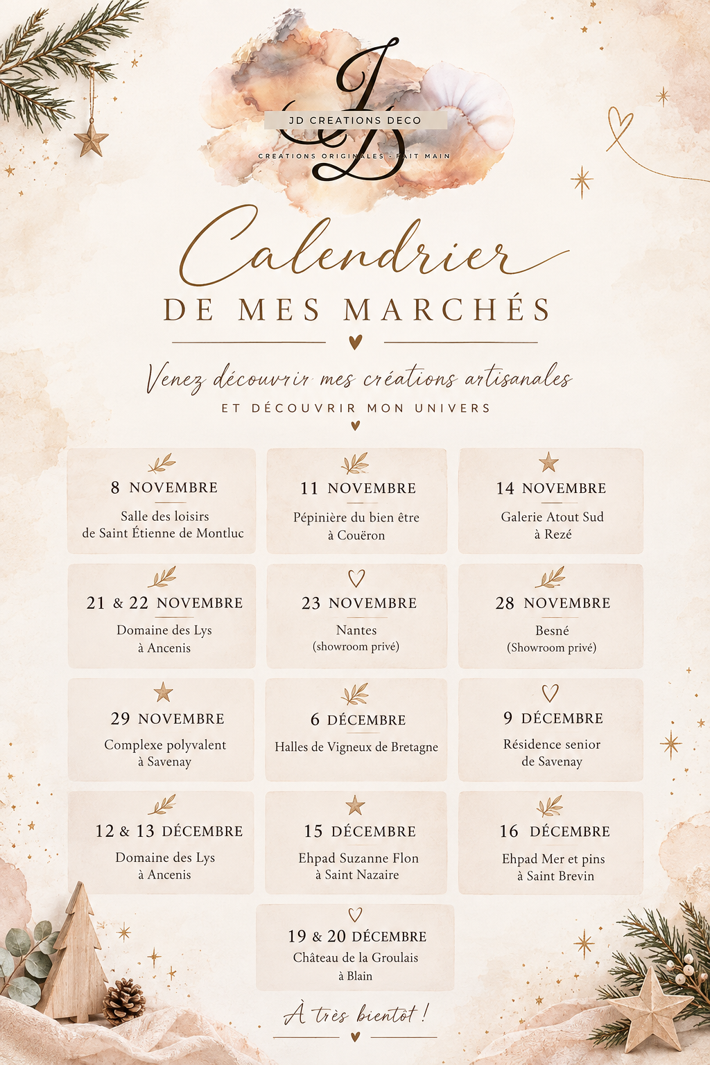 Venez me retrouver sur mes marchés et salons!