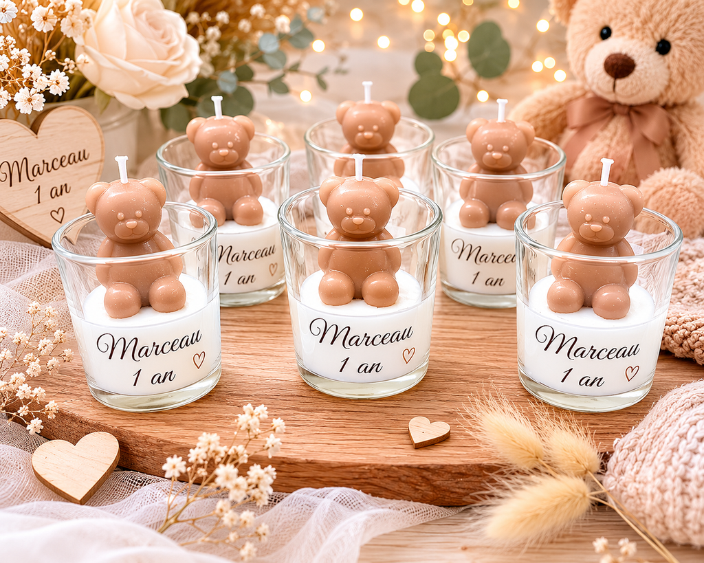 Bougies miniatures personnalisées pour mariage et baptême – À l'Aube des Senteurs