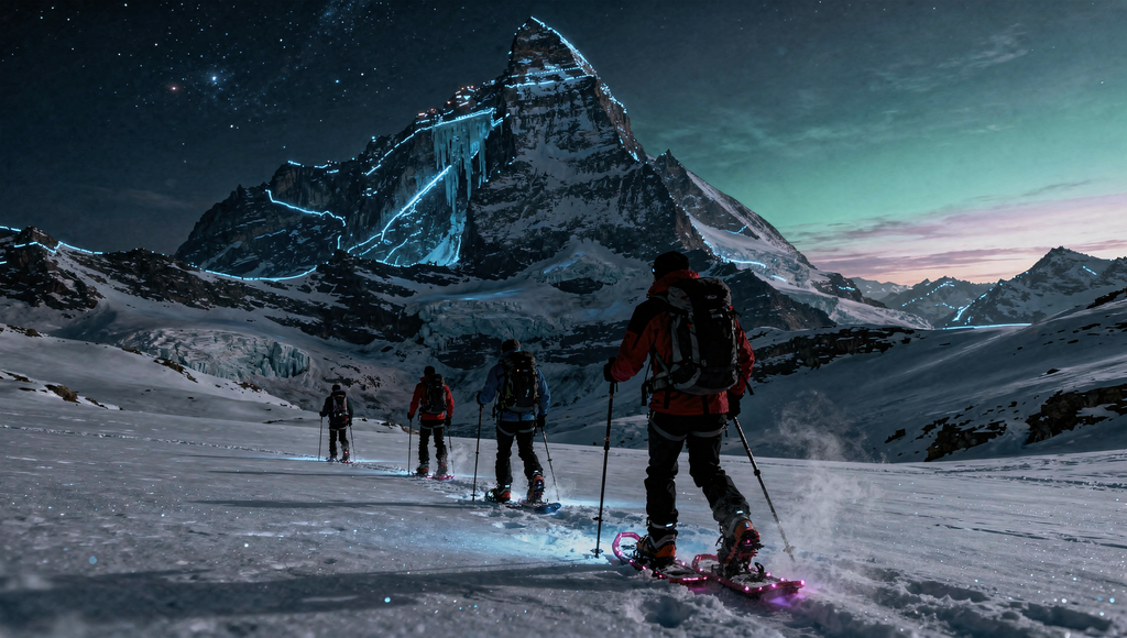 Snowshoeing guided tours in the Swiss, French and Italian Alps. Private groups on demand