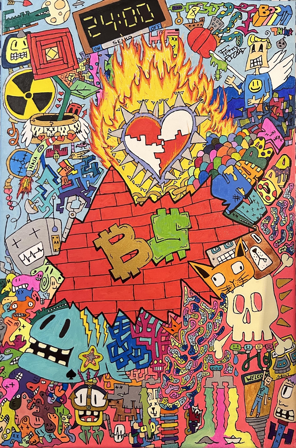 Obras y creaciones perfectamente imperfectas. Arte hiperkinetico y con mucho color.