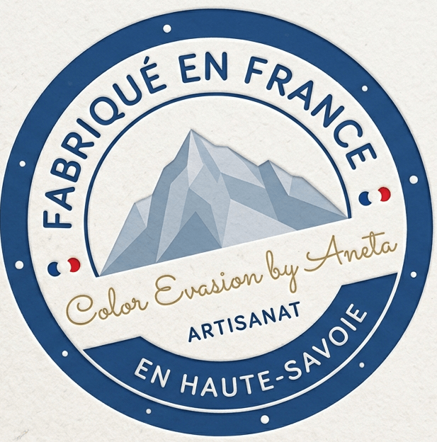 Décoration fait main en France. Atelier d'une artiste locale Annecy, Haute Savoie. Vernir un tableau abstrait.