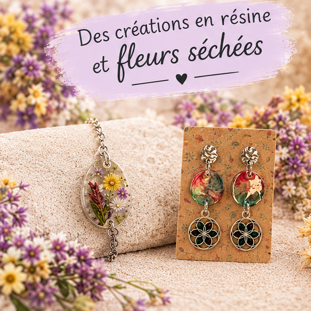 Créations en résine et fleurs séchées