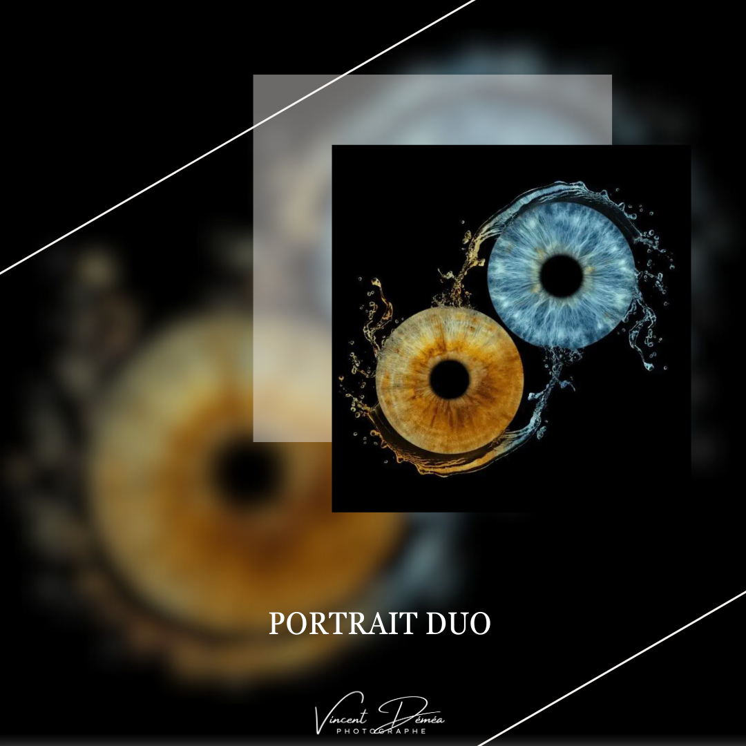 Photo d'un iris d'un œil bleu avec quelques nuances de jaune, fait en macro sous forme de photographie artistique... 