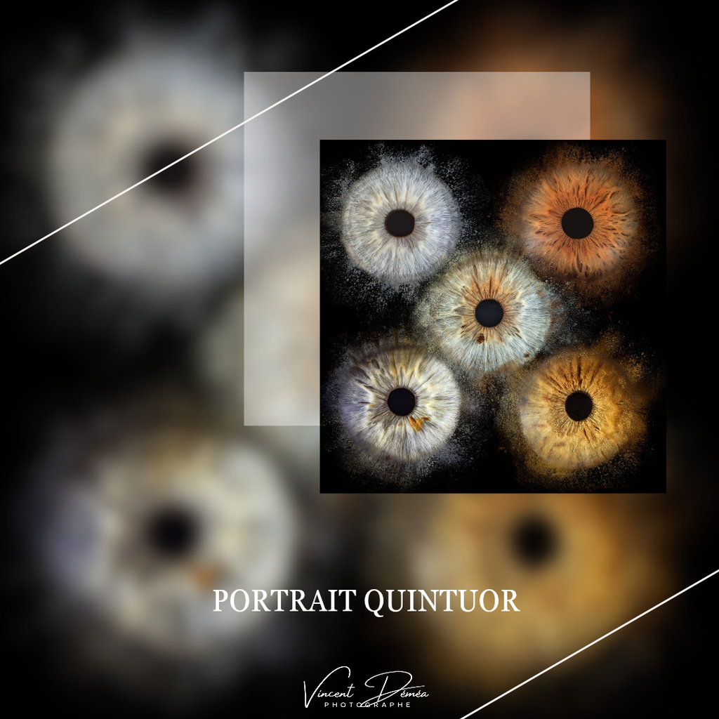 Photo d'un iris d'un œil bleu avec quelques nuances de jaune, fait en macro sous forme de photographie artistique... 