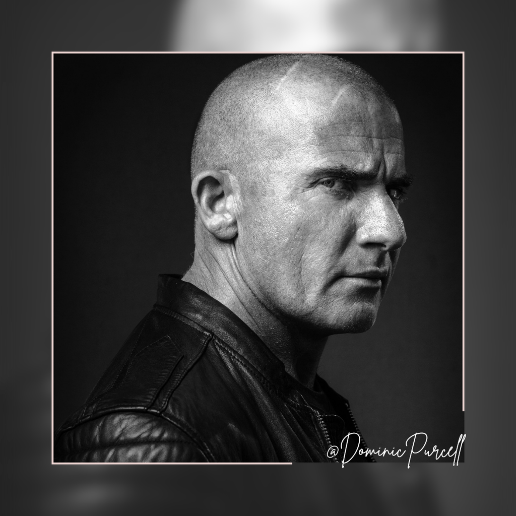 Portrait photo noir et blanc de l'acteur Dominic Purcell
