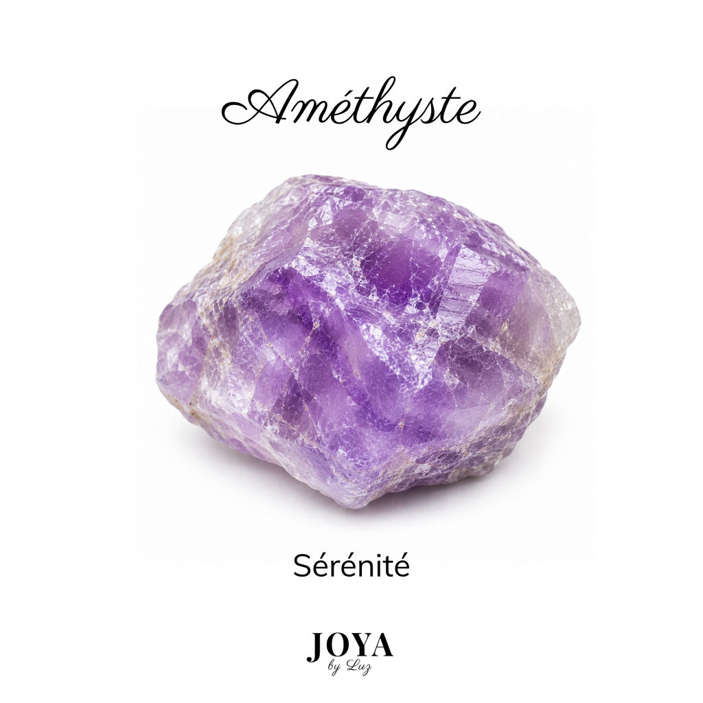 Améthyste, pierre naturelle associée à la sérénité.