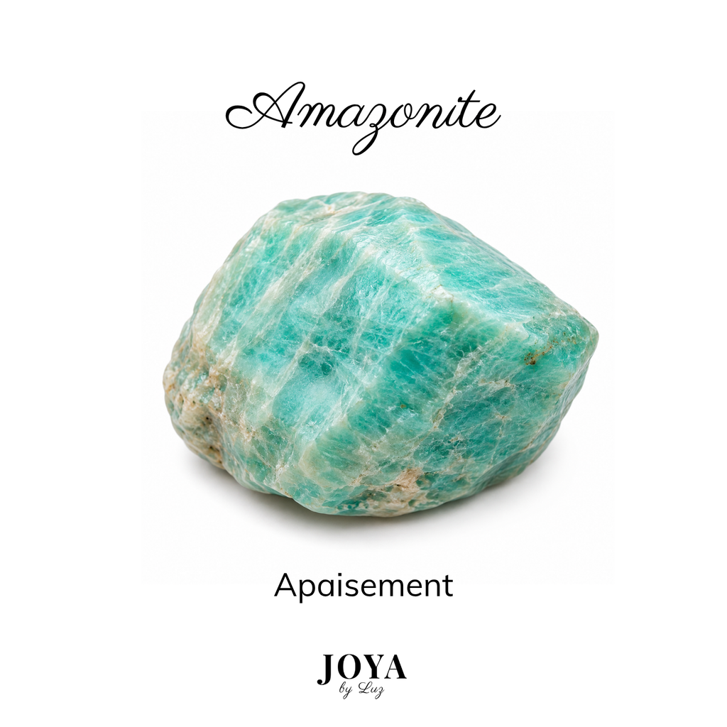 Amazonite, pierre naturelle associée à l'apaisement.
