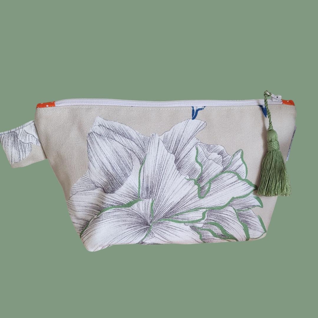 Trousse de maquillage en tissu triangulaire de la collection fleurs d'automne
