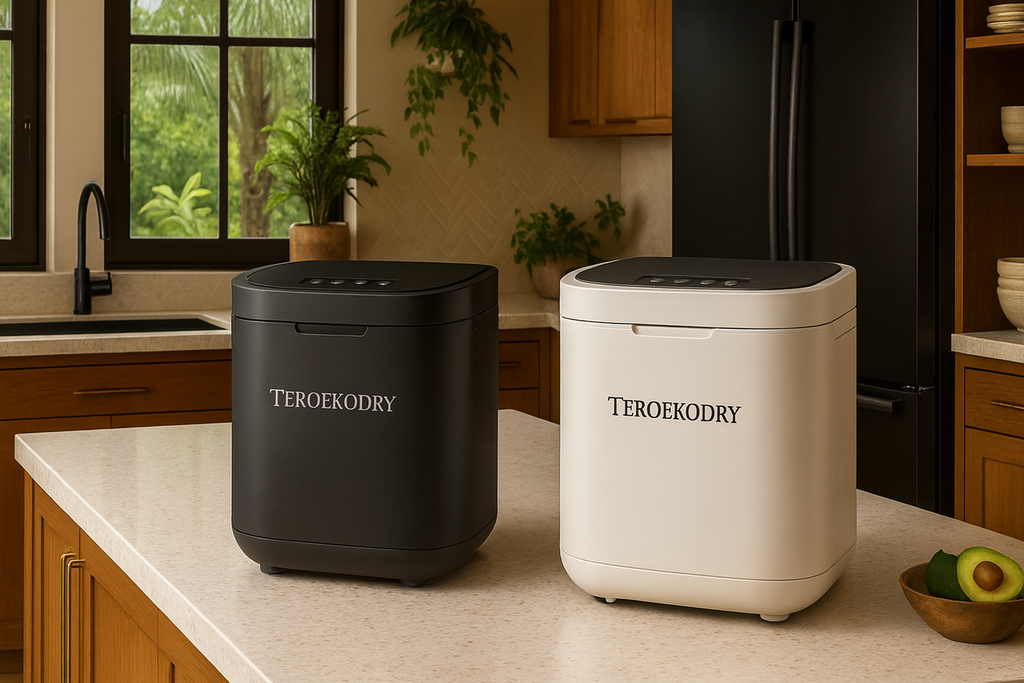 TEROEKODRY Composteur électromécanique 3L

Le TeroEkoDry transforme vos restes de cuisine en une matière organique propre, sèche et réutilisable en seulement 4 h 30. Remplissez-le, fermez-le, et réduisez jusqu’à 90 % vos biodéchets, sans odeur, sans moucherons et sans jus de poubelle. Compact, silencieux et 100 % automatique, il fonctionne aussi bien en appartement qu’en maison. Sa chambre interne brasse, chauffe et déshydrate la matière, tandis que les micro-organismes thermophiles déclenchent une réaction aérobie rapide. La cuve monte à 70 °C pour hygiéniser et éliminer jusqu’à 99,9 % des agents pathogènes. Le filtre au charbon actif neutralise toutes les odeurs. Déposez simplement vos restes (fruits, légumes, pâtes, coquilles, petits os…), lancez le cycle et récupérez un amendement organique idéal pour vos plantes, jardins ou jardinières. Un geste simple pour votre foyer, un impact concret pour notre île : moins de nuisances, moins d’enfouissement et plus de tri à la source.