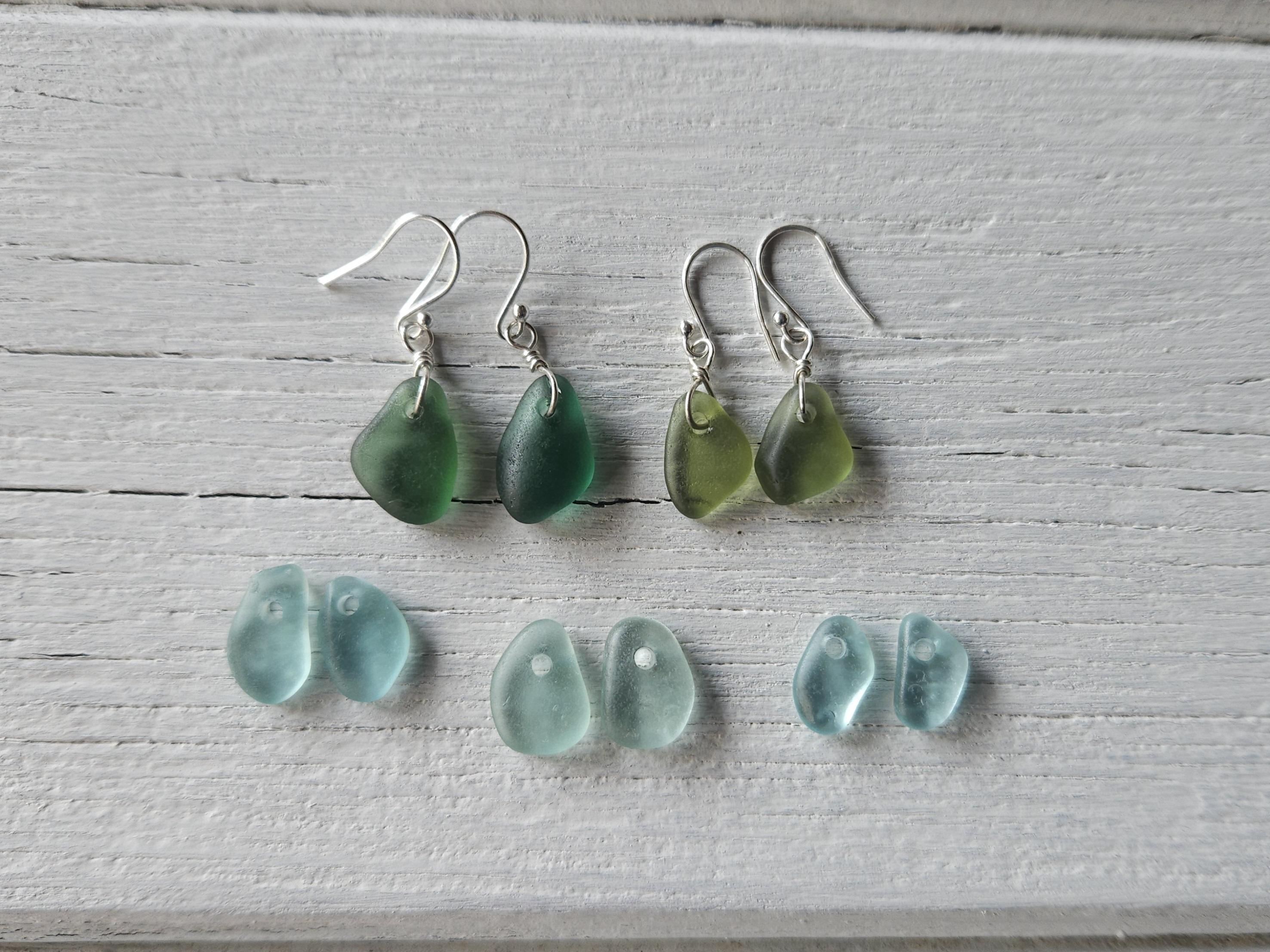 Sea glass silver earrings