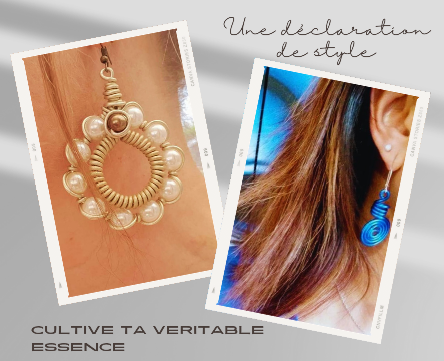 Portrait de femme avec des boucles d'oreilles créatives et uniques Bijouxchic