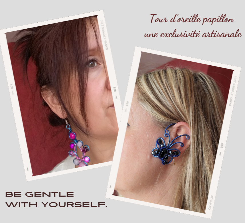 Femme élégante portant des boucles d'oreilles artisanaux Bijouxchic