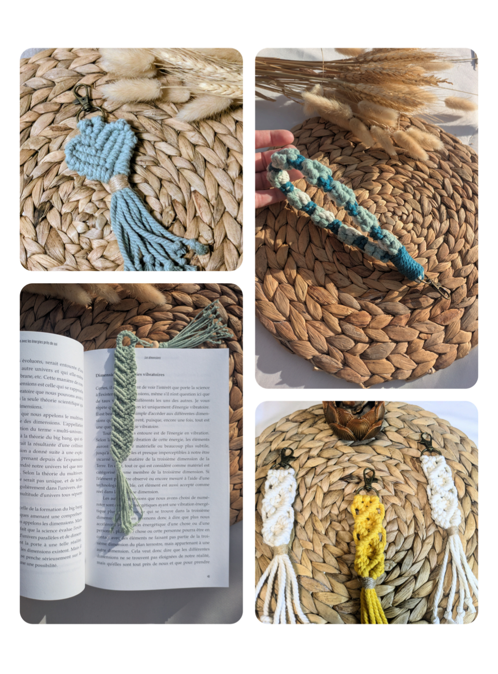 porte clé fait main 
marque page artisanal