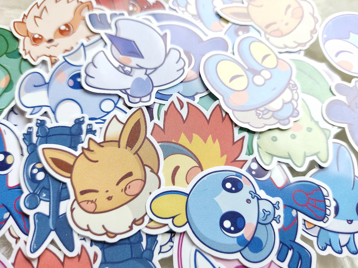Pegatinas / Stickers pokemon, digimon, haikyuu, animal crossing, pikmin