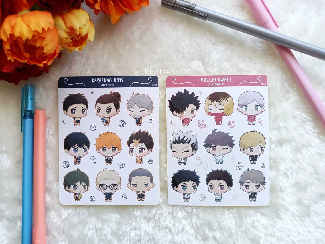 Hoja de Pegatinas / Sticker sheets pokemon, digimon, haikyuu, animal crossing, pikmin, hamtaro