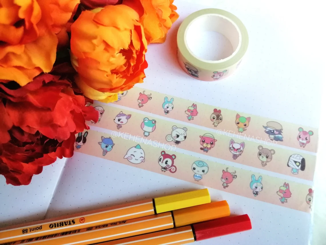 Cintas adhesivas / Washitapes digimon, pokemon, animal crossing