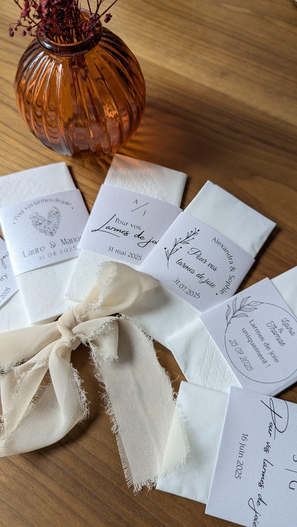 Mouchoirs pour les larmes de joie mariage