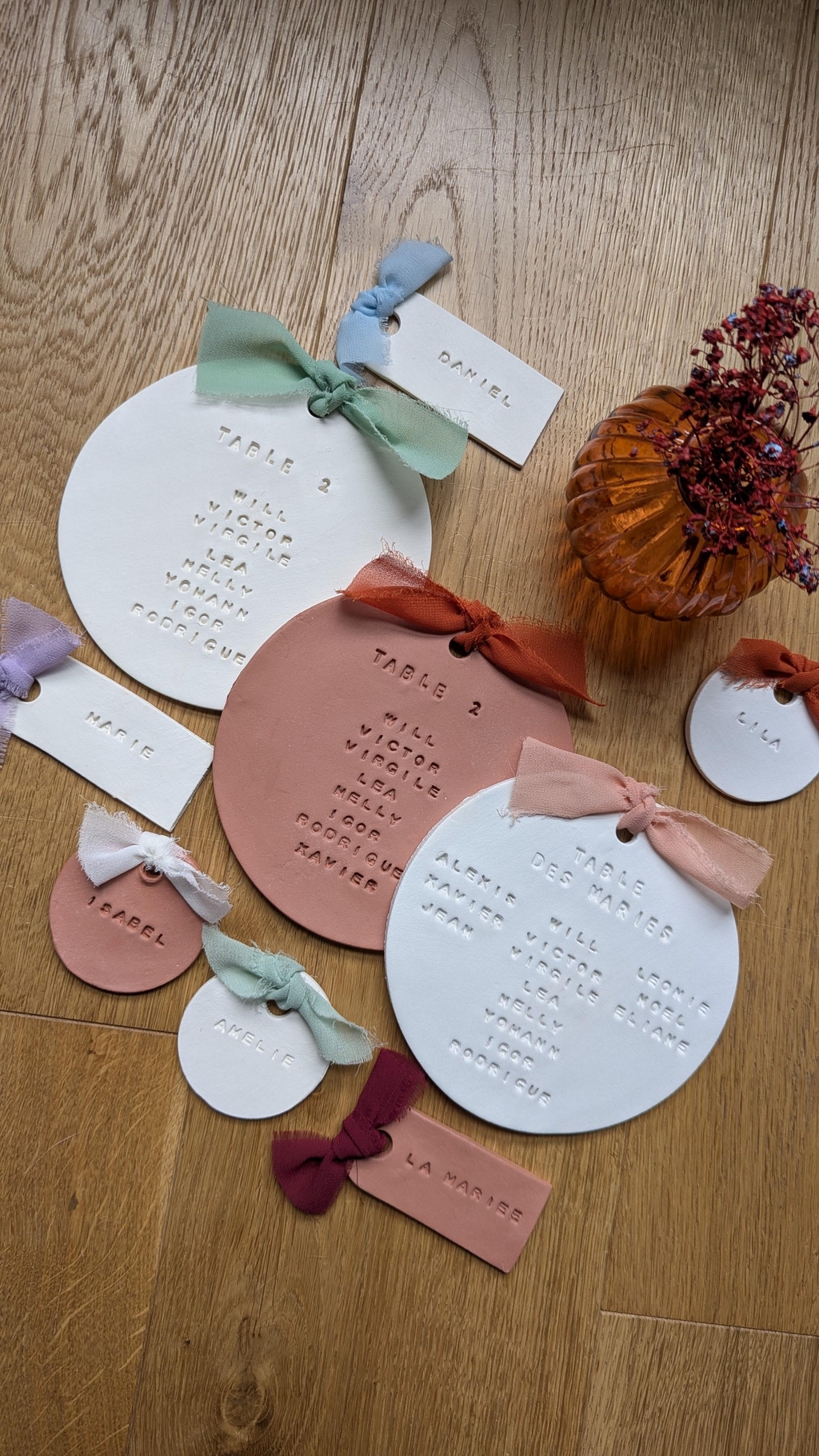 Plan de table en argile mariage