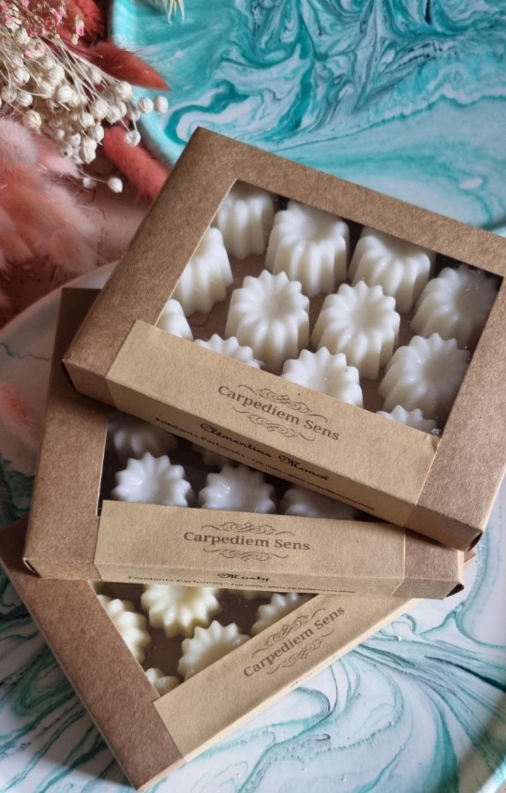 Fondants parfumée à la cire de soja et au parfum de grasse