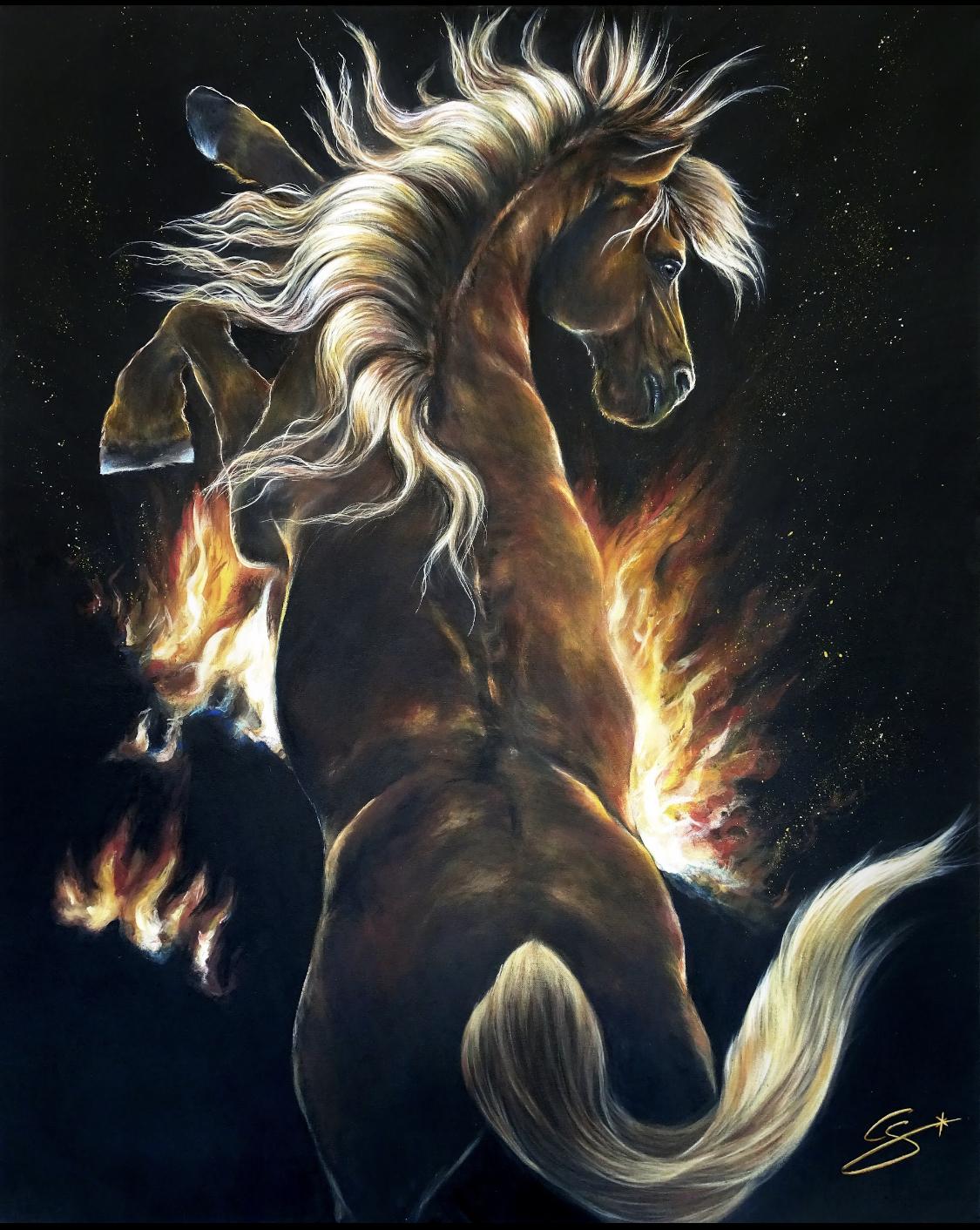 Oeuvre Cheval de Constance Schroeder artiste peintre animalière contemporaine francaise. Art Animalier,
Peinture Tableaux portraits d'animaux faune sauvages France