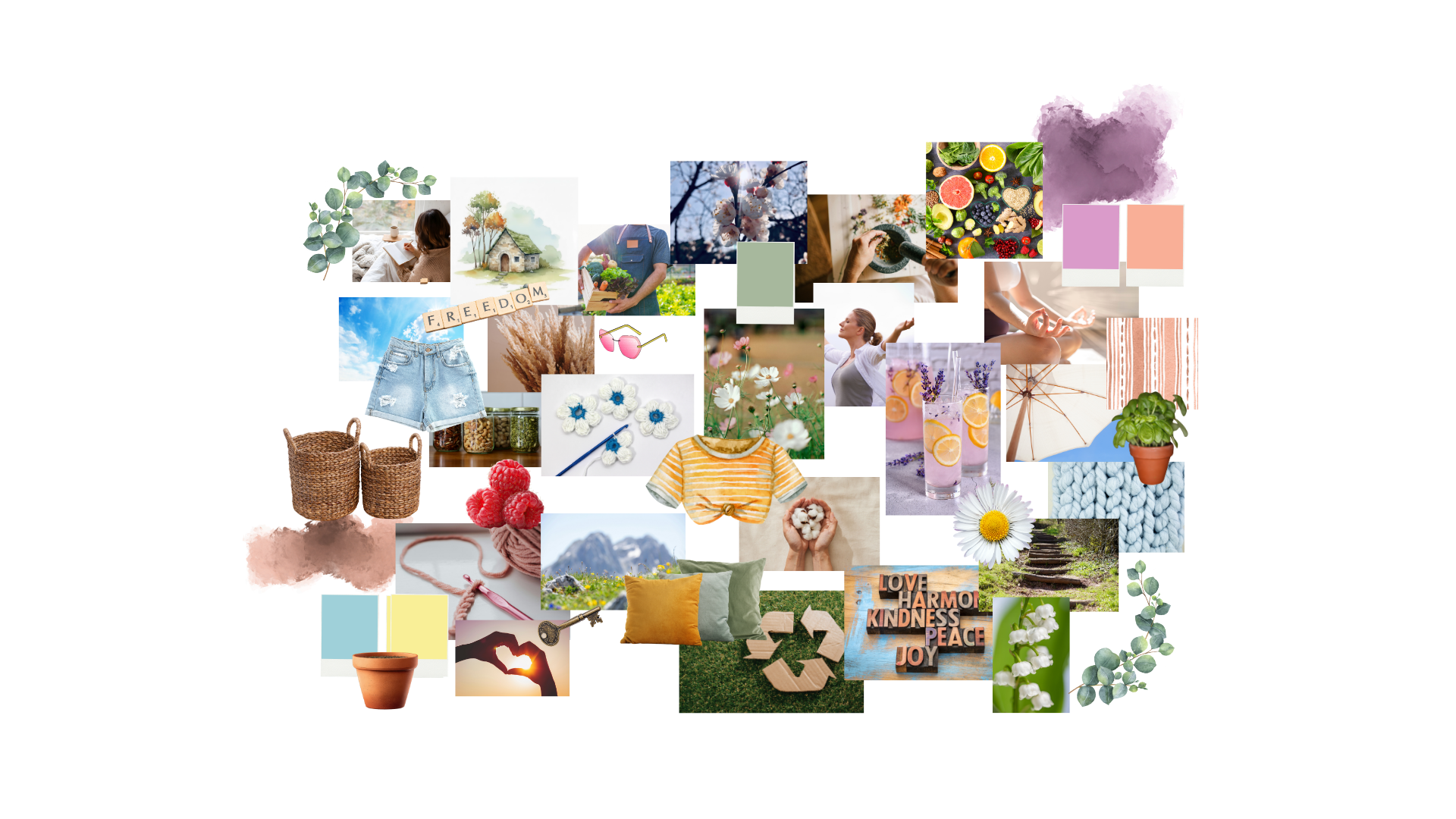 Moodboard collection printemps été écoresponsable crochet et upcycling