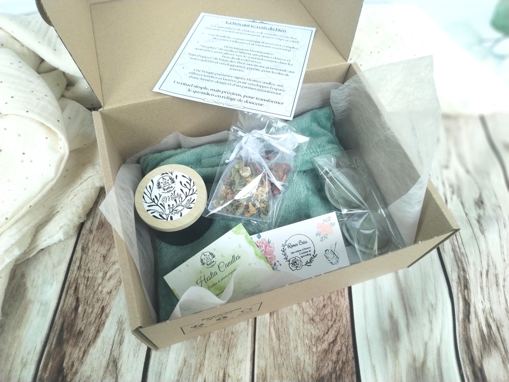 Box détente - Box 100% artisanes du sud - Hestia Candles - Roses Créa roses créa boutique éco responsable et upcycling