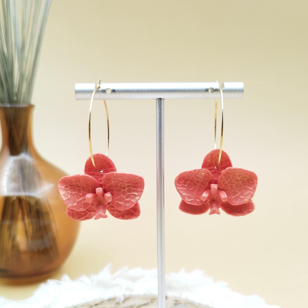 Boucles d'oreilles orchidée de la collection Corail