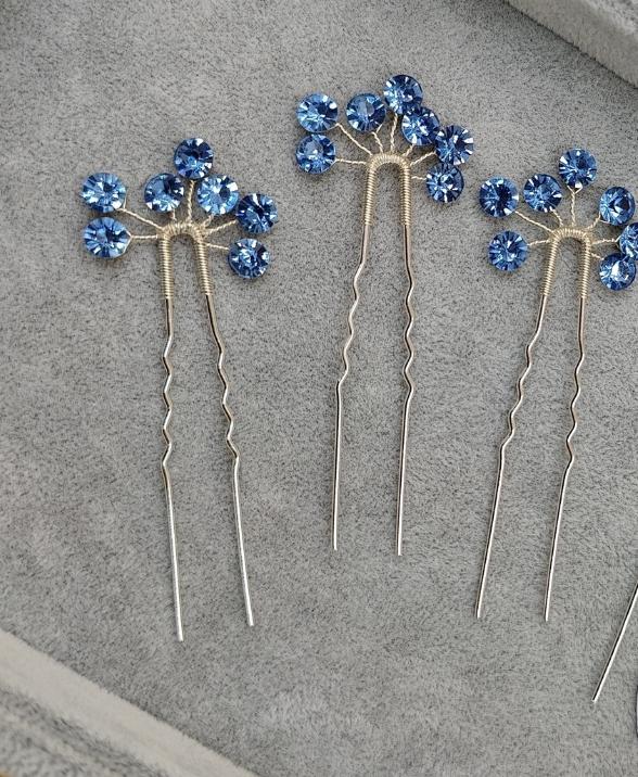 Sélection d'épingles à cheveux fait main à partir d'épingle dorée ou argenté et de cristaux de verre brillant