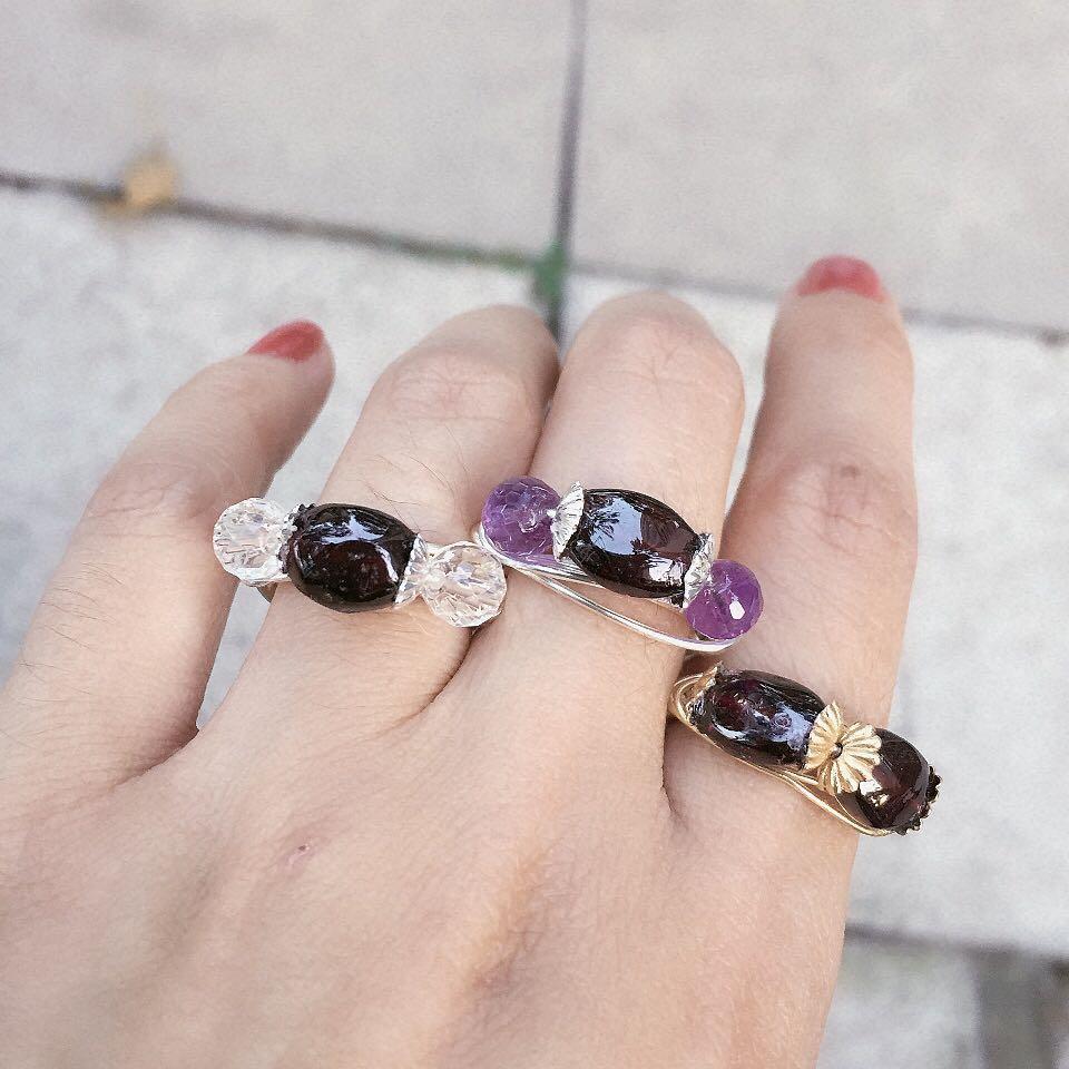 Wire wrapping rings with gemstones