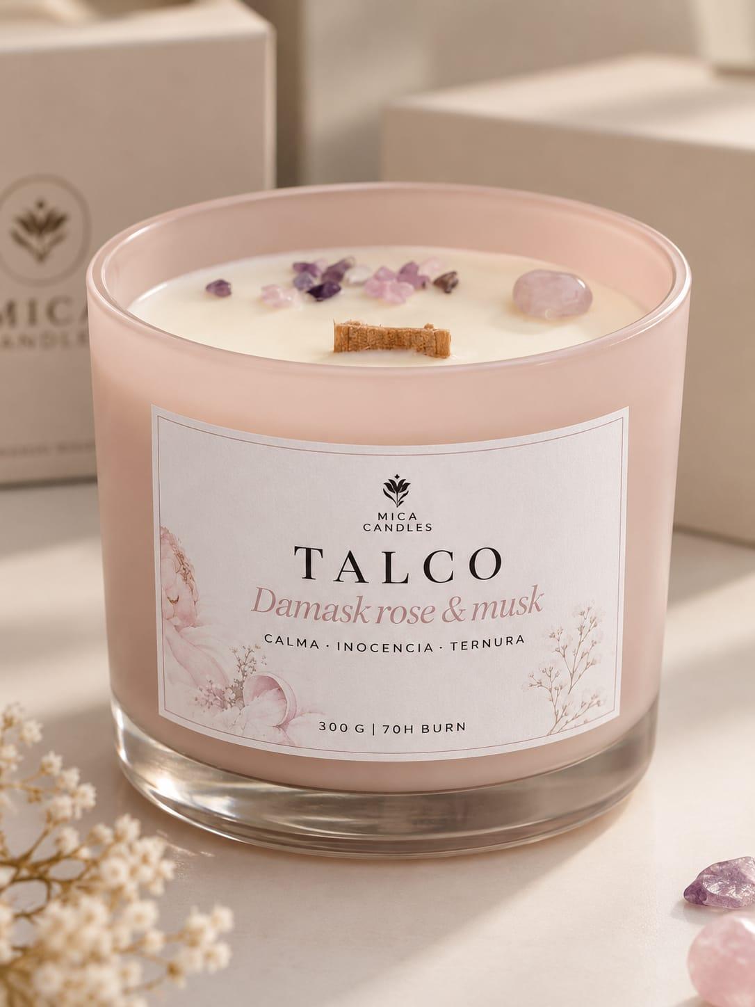 Vela colección Otoño, recipiente rosa con capacidad de 300 G, Cristal Grueso, muy bonito para reutilizar. Velas de cera de soja, hechas a mano por mica candles.