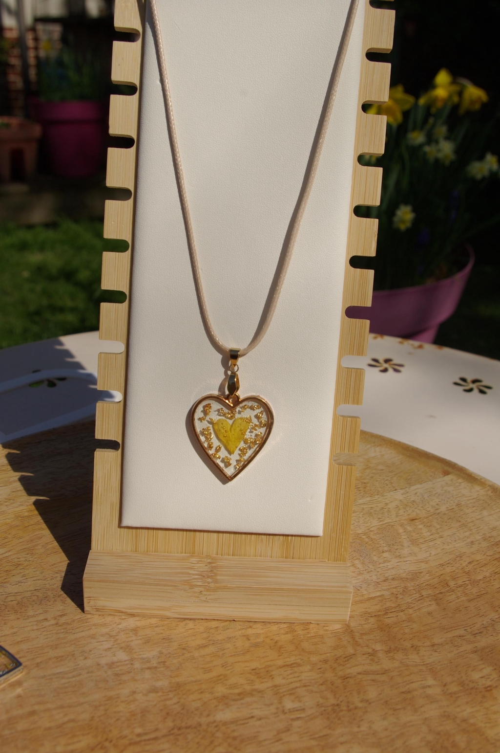 Bijou pendentif cœur rose jaune