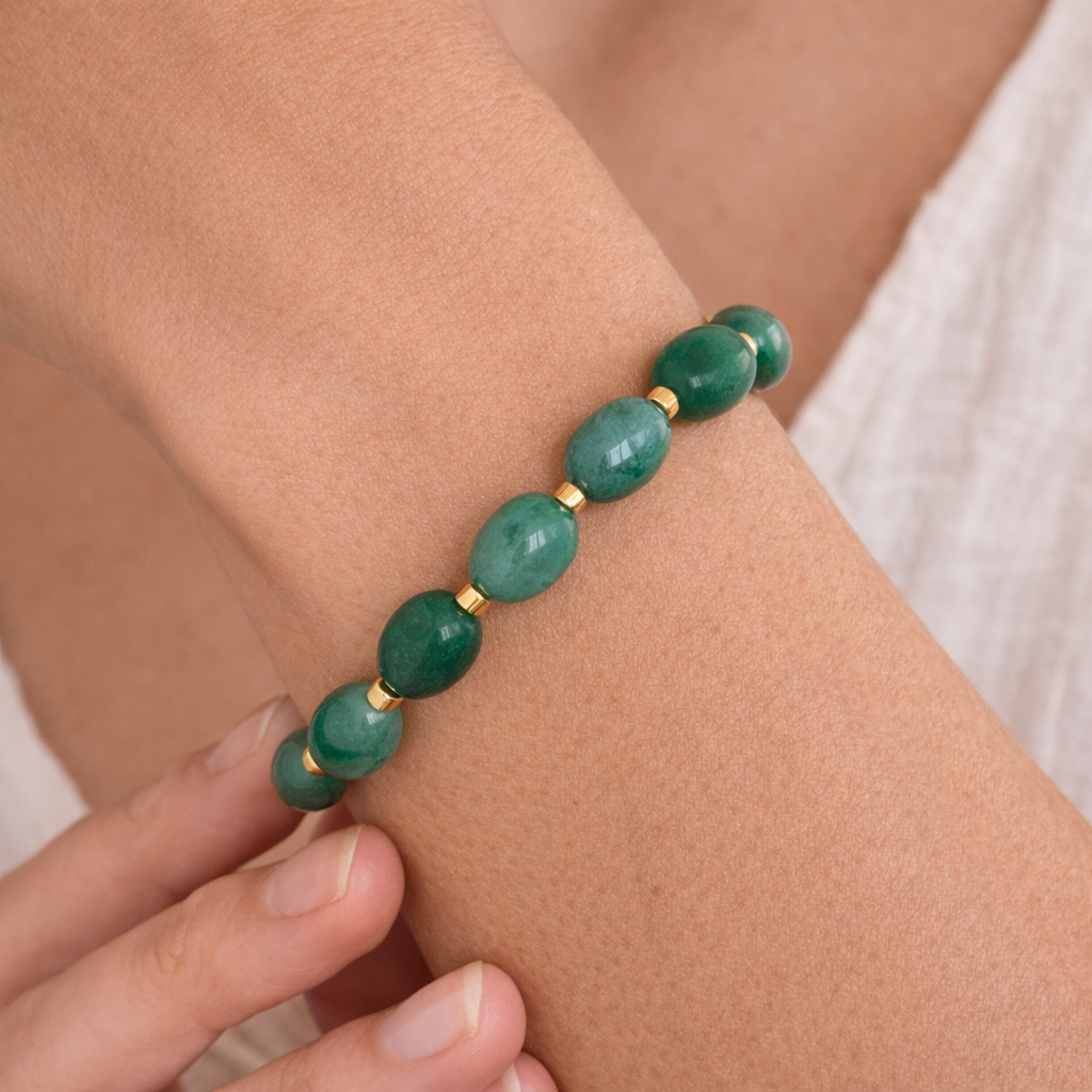 Bracelet élastique en pierre naturelle Aventurine verte - Eléa Bijoux