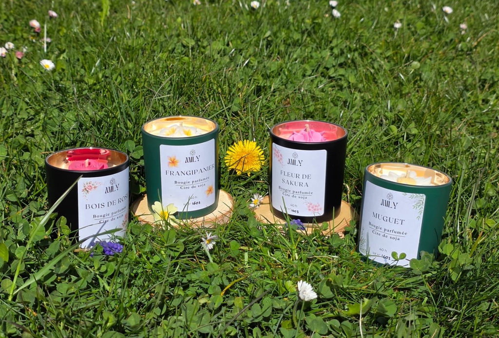 Bougies artisanales florales